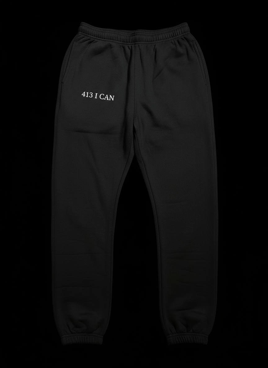 Black Sweatpants - White Text